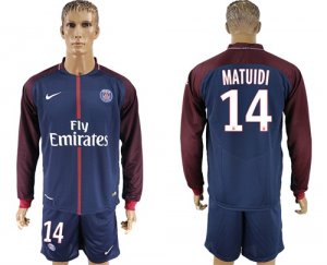 2017-18 Paris Saint-Germain 14 MATUIDI Home Long Sleeve Soccer Jersey