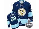 Mens Reebok Pittsburgh Penguins #58 Kris Letang Premier Navy Blue Third Vintage 2017 Stanley Cup Final NHL Jerseyy