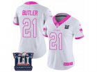 Womens Nike New England Patriots #21 Malcolm Butler Limited White Pink Rush Fashion Super Bowl LI Champions NFL Jersey