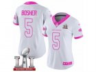 Womens Nike Atlanta Falcons #5 Matt Bosher Limited White Pink Rush Fashion Super Bowl LI 51 NFL Jersey