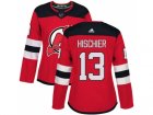 Women Adidas New Jersey Devils #13 Nico Hischier Red Home Authentic Stitched NHL Jersey
