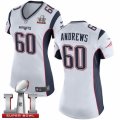 Womens Nike New England Patriots #60 David Andrews Elite White Super Bowl LI 51 NFL Jersey