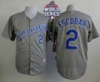 Kansas City Royals #2 Alcides Escobar Grey Cool Base W 2015 World Series Patch Stitched MLB Jersey