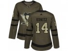 Women Adidas Pittsburgh Penguins #14 Chris Kunitz Green Salute to Service Stitched NHL Jersey