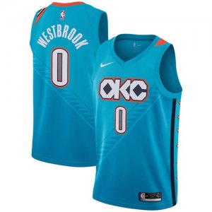 Thunder #0 Russell Westbrook Turquoise 2018-19 City Edition Nike Swingman Jersey