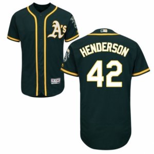 Men\'s Majestic Oakland Athletics #42 Dave Henderson Green Flexbase Authentic Collection MLB Jersey