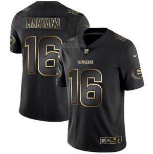 Nike 49ers #16 Joe Montana Black Gold Vapor Untouchable