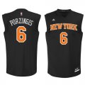 Knicks #6 Kristaps Porzingis Black Fashion Replica Jersey