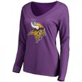 Womens Minnesota Vikings Pro Line Primary Team Logo Slim Fit Long Sleeve T-Shirt Purple