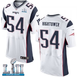 Mens Nike New England Patriots #54 Dont\'a Hightower White 2018 Super Bowl LII Elite Jersey