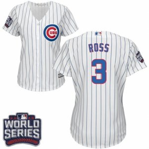 Women\'s Majestic Chicago Cubs #3 David Ross Authentic White Home 2016 World Series Bound Cool Base MLB Jersey
