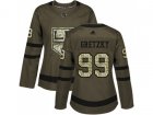 Women Adidas Los Angeles Kings #99 Wayne Gretzky Green Salute to Service Stitched NHL Jersey
