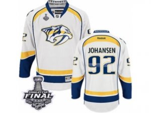 Mens Reebok Nashville Predators #92 Ryan Johansen Premier White Away 2017 Stanley Cup Final NHL Jersey