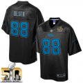 Nike Carolina Panthers #88 Greg Olsen Black Super Bowl 50 Men NFL Pro Line Black Reverse Fashion Game Jersey