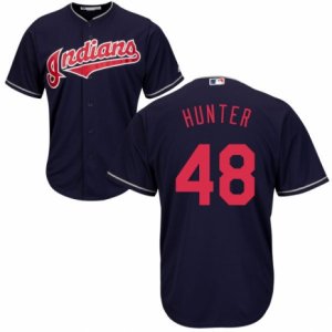 Men\'s Majestic Cleveland Indians #48 Tommy Hunter Replica Navy Blue Alternate 1 Cool Base MLB Jersey