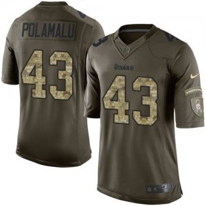 Nike Pittsburgh Steelers #43 Troy Polamalu Green Salute to Service Jerseys(Limited)