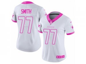 Women\'s Nike Dallas Cowboys #77 Tyron Smith Limited White Pink Rush Fashion NFL Jersey