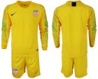 2018-19 USA Yellow Goalkeeper Long Sleeve Soccer Jersey