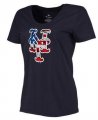 Womens New York Mets USA Flag Fashion T-Shirt Navy Blue