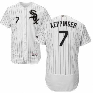 Men\'s Majestic Chicago White Sox #7 Jeff Keppinger White Black Flexbase Authentic Collection MLB Jersey