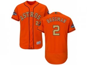 Men Houston Astros #2 Alex Bregman Orange FlexBase Authentic 2018 Gold Program Stitched Baseball Jersey