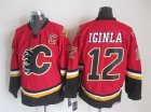 NHL Calgary Flames #12 Jarome Iginla Red Black Throwback Jerseys