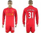 Liverpool #31 Sterling Home Long Sleeves Soccer Club Jersey