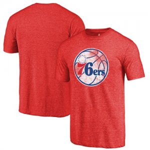 Philadelphia 76ers Fanatics Branded Red Distressed Logo Tri-Blend T-Shirt