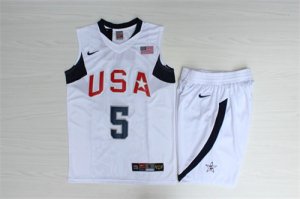 Team USA Basketball #5 Jason Kidd White Nike Stitched Jersey(With Shorts)