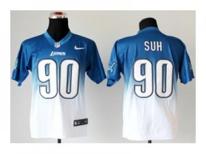 Nike jerseys detroit lions #90 ndamukong suh blue-white[Elite II drift fashion]