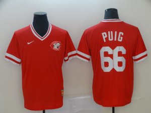Reds #66 Yasiel Puig Red Throwback Jersey