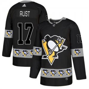 Penguins #17 Bryan Rust Black Team Logos Fashion Adidas Jersey