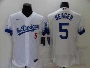 Dodgers #5 Corey Seager White 2021 City Connect Flexbase Jersey