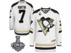 Mens Reebok Pittsburgh Penguins #7 Paul Martin Authentic White 2014 Stadium Series 2017 Stanley Cup Final NHL Jersey