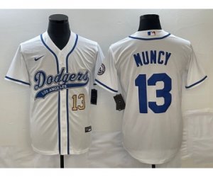 Men\'s Los Angeles Dodgers #13 Max Muncy Number White Cool Base Stitched Baseball Jersey