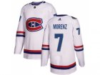 Men Adidas Montreal Canadiens #7 Howie Morenz White Authentic 2017 100 Classic Stitched NHL Jersey