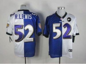 Nike Baltimore Ravens #52 Ray Lewis purple-white jerseys[Elite Art Patch]