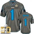 Nike Carolina Panthers #1 Cam Newton Grey Super Bowl 50 Men Stitched NFL Elite Vapor Jersey