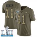 Youth Nike Eagles #11 Carson Wentz Olive Camo 2018 Super Bowl LII Salute To Service Limited Jersey