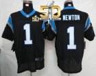 Nike Carolina Panthers #1 Cam Newton Black Team Color Super Bowl 50 Men Stitched NFL Elite Jersey