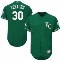 Men's Majestic Kansas City Royals #30 Yordano Ventura Green Celtic Flexbase Authentic Collection MLB Jersey