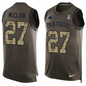 Mens Nike Carolina Panthers #27 Robert McClain Limited Green Salute to Service Tank Top NFL Jersey