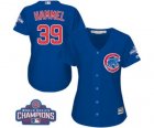 Womens Majestic Chicago Cubs #39 Jason Hammel Authentic Royal Blue Alternate 2016 World Series Champions Cool Base MLB Jersey