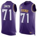 Mens Nike Minnesota Vikings #71 Andre Smith Limited Purple Player Name & Number Tank Top NFL Jersey