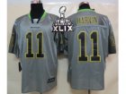 2015 Super Bowl XLIX Nike NFL Seattle Seahawks #11 Percy Harvin Grey Jerseys(Lights Out Elite)
