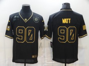 Nike Steelers #90 T.J. Watt Black Gold 2020 Salute To Service Limited Jersey