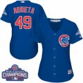 Womens Majestic Chicago Cubs #49 Jake Arrieta Authentic Royal Blue Alternate 2016 World Series Champions Cool Base MLB Jersey