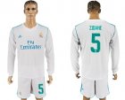 2017-18 Real Madrid 5 ZIDANE Home Long Sleeve Soccer Jersey