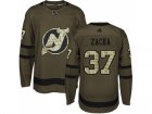Adidas New Jersey Devils #37 Pavel Zacha Green Salute to Service Stitched NHL Jersey