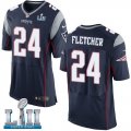 Mens Nike New England Patriots #24 Bradley Fletcher Navy 2018 Super Bowl LII Elite Jersey